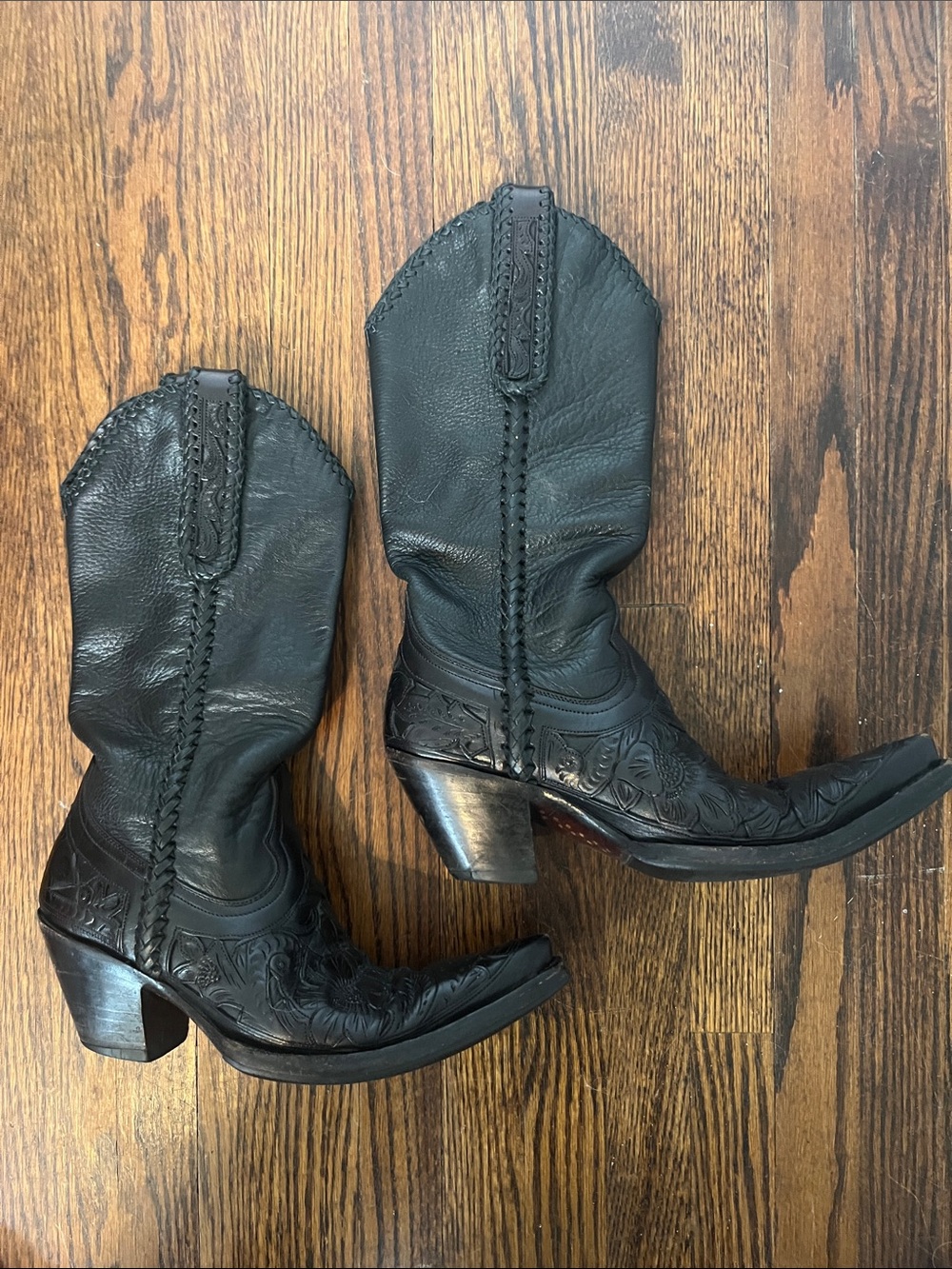 Boot Star Old Gringo Black Leather Embossed Western Heeled Boots